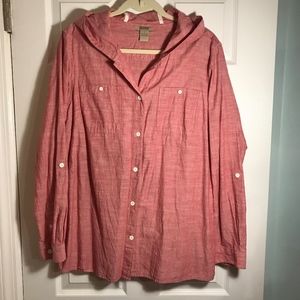Duluth durable Red Hooded Shirt Jacket Size L